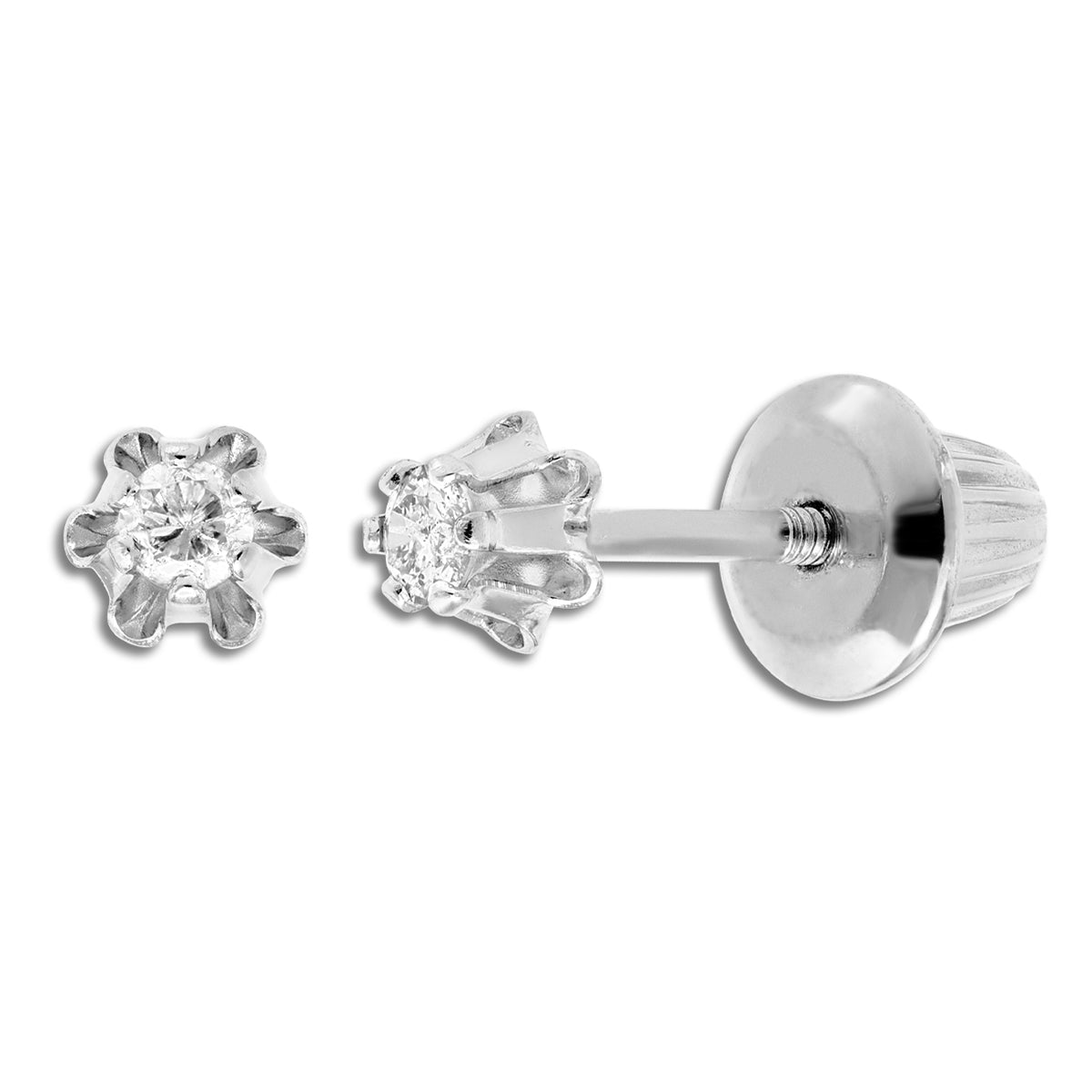 Kiddie Kraft 14KT White Gold 1/12 CTW Round Natural Diamond Childrens Stud Earrings