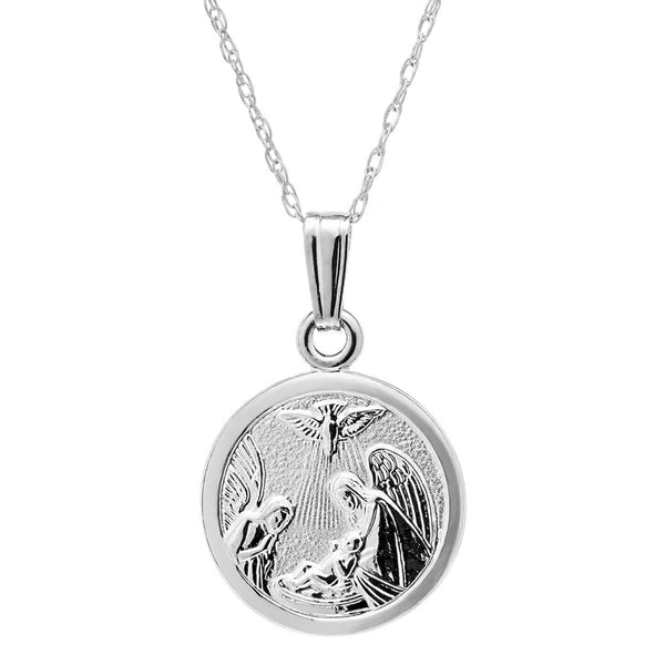 Kiddie Kraft Sterling Silver 15" Childrens Religious Medal Pendant