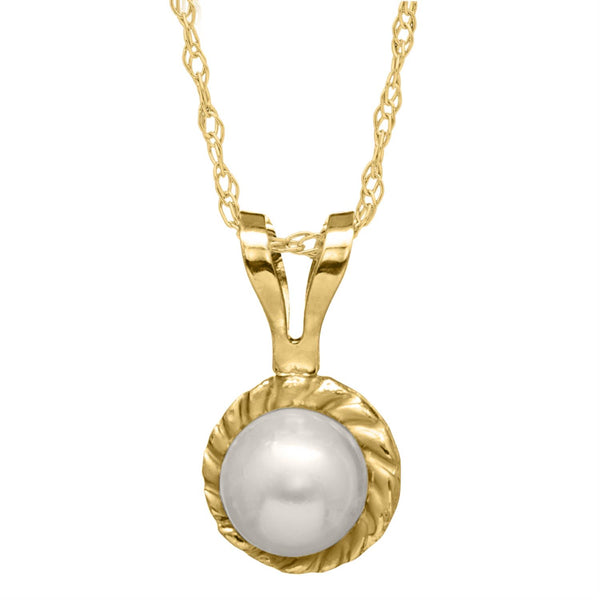 Kiddie Kraft 14KT Yellow Gold Pearl 15" Childrens Pendant