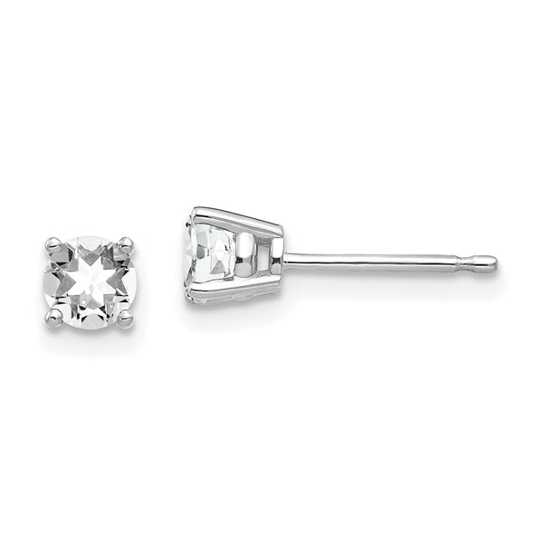 4MM Round Cubic Zirconia Stud Earrings in 14KT White Gold
