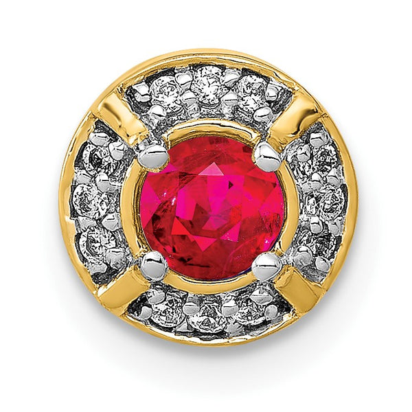 4MM Round Ruby and Diamond Halo Pendant-Chain Not Included in 14KT Yellow Gold