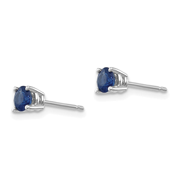 4MM Round Sapphire Stud Earrings in 14KT White Gold
