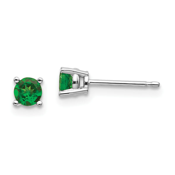 4MM Round Tsavorite Stud Earrings in 14KT White Gold