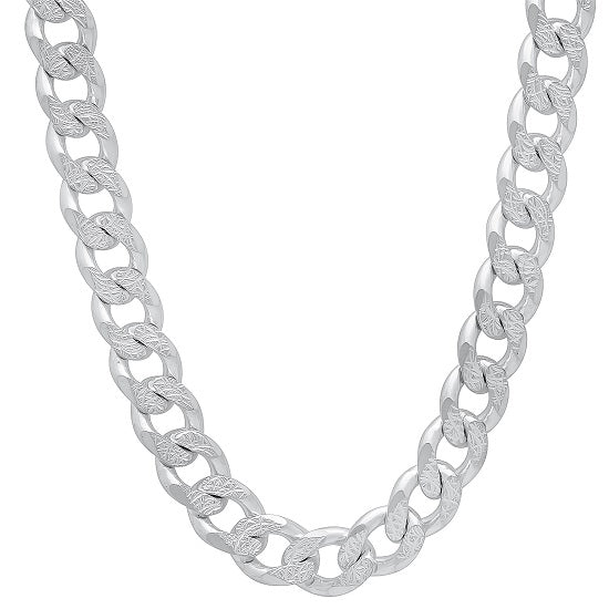 Luxe Layers Sterling Silver 20" 9.6MM Curb Pave Chain