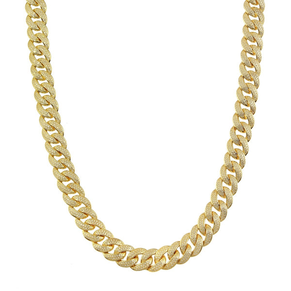 Luxe Layers 14KT Yellow Gold Plated Sterling Silver Cubic Zirconia 26" 11.7MM Curb Chain