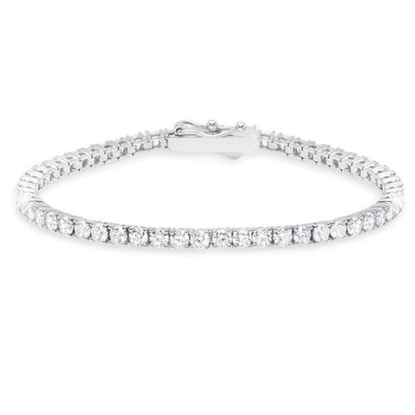 Crislu Platinum Plated Sterling Silver Round Cubic Zirconia 7" Tennis Bracelet