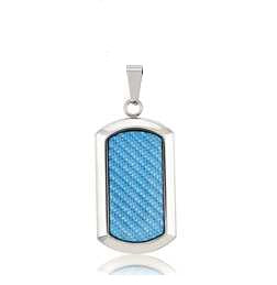 Stainless Steel Dog Tag with Carbon Fiber Inlay Pendant-Chain Not Included