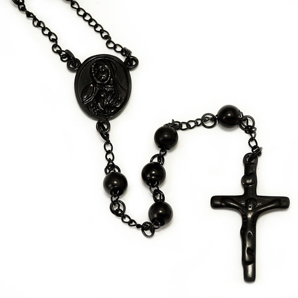 Black Stainless Steel 30" Rosary Necklace