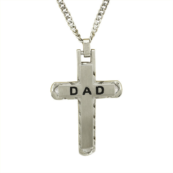 Stainless Steel 24" Cross "Dad" Necklace
