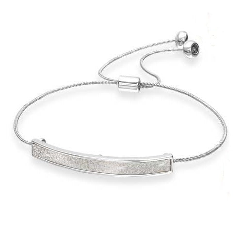 Silver-tone Alloy Steel Bolo Glitter Bracelet