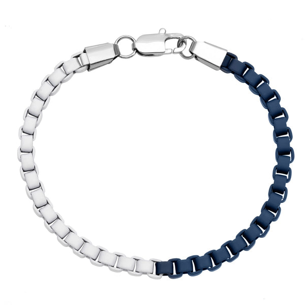 Blue and White Enameled Stainless Steel 8.25" 5MM Bracelet