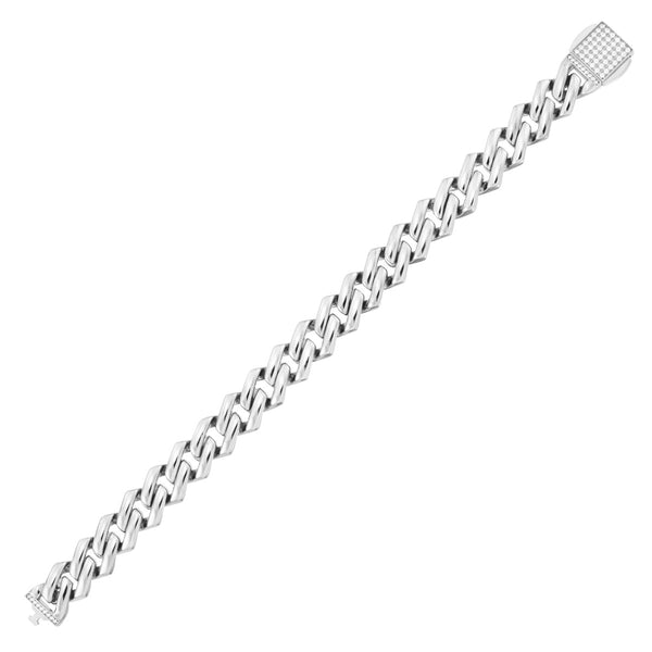King by Simone I Smith Stainless Steel and Crystal 9" 12MM Curb Link Bracelet