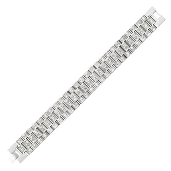 King by Simone I Smith Stainless Steel and Crystal 9" 18MM Rolex Look Bracelet