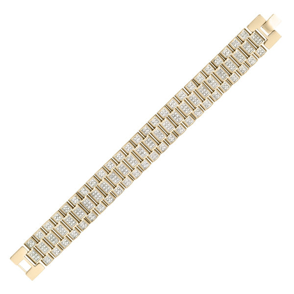 King by Simone I Smith Yellow Stainless Steel and Crystal 9" 18MM Rolex Look Bracelet