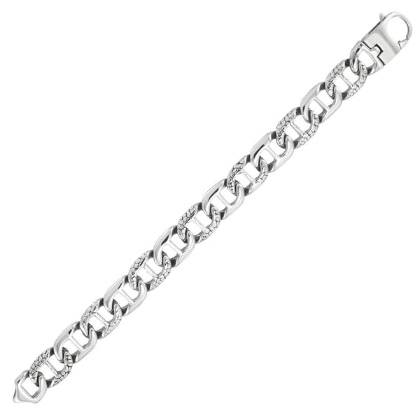 King by Simone I Smith Stainless Steel 8.5" 13MM Mariner Link Bracelet