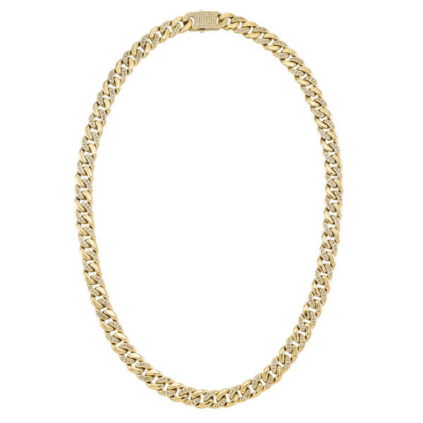 King by Simone I Smith Yellow Stainless Steel and Crystal 24" 11.9MM Cuban Link Chain