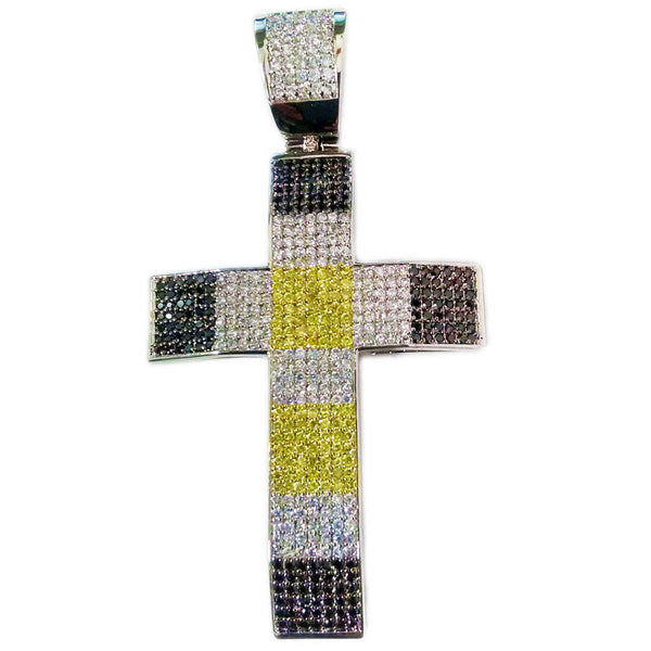 Luxe Layers Sterling Silver Cubic Zirconia Cross X-Large Pendant-Chain Not Included