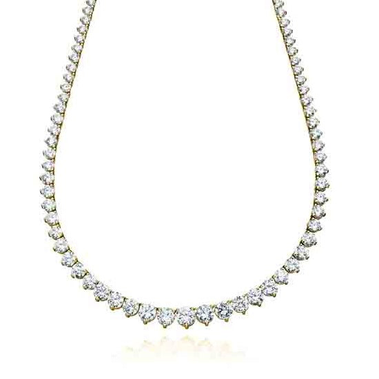 Crislu 18KT Yellow Gold Plated Sterling Silver Round Cubic Zirconia 16" Tennis Necklace