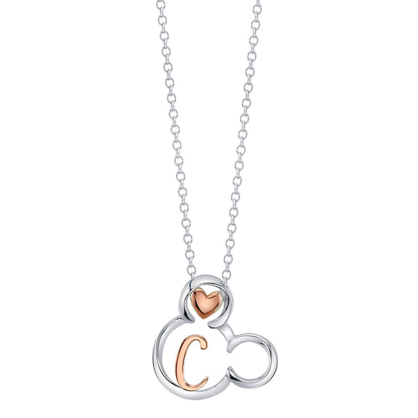 Disney Sterling Silver 18" Initial Pendant; Initial C