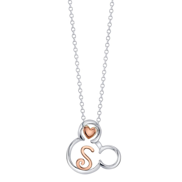 Disney Sterling Silver 18" Initial Pendant; Initial S