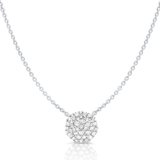 Crislu Platinum Plated Sterling Silver Round Cubic Zirconia 18" Cluster Pendant