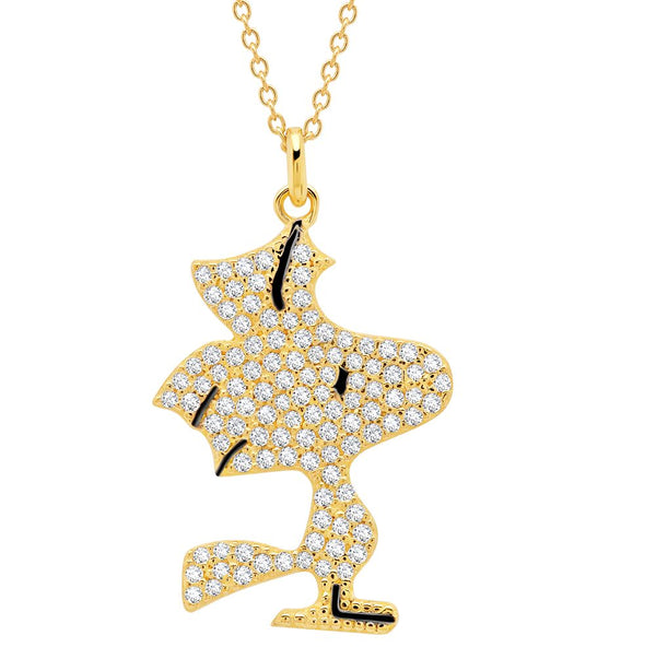 Crislu 18KT Yellow Gold Plated Sterling Silver Cubic Zirconia 18" Woodstock Pendant