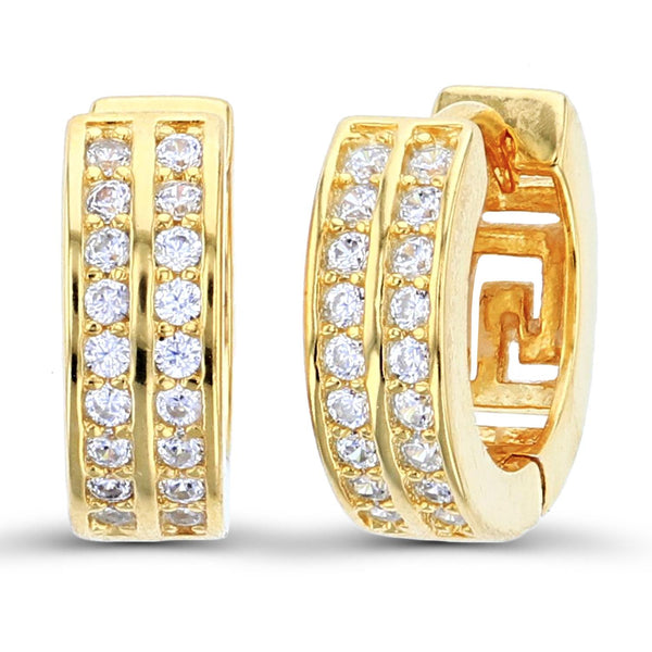 Luxe Layers 14KT Yellow Gold Plated Sterling Silver Round Cubic Zirconia 4X12MM Huggie Hoop Earrings