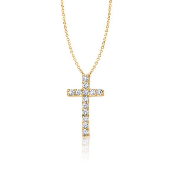 Crislu 18KT Yellow Gold Plated Sterling Silver 18" Cross Pendant
