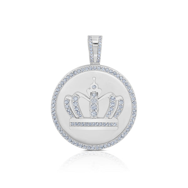 Crislu Platinum Plated Sterling Silver Cubic Zirconia Fashion Crown Pendant-Chain Not Included