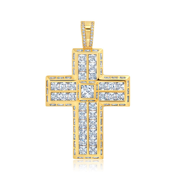 Crislu 18KT Gold Plated Sterling Silver Cubic Zirconia Cross Charm