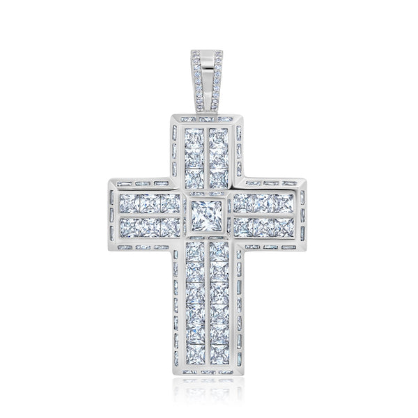 Crislu Platinum Plated Sterling Silver Cubic Zirconia Cross Charm