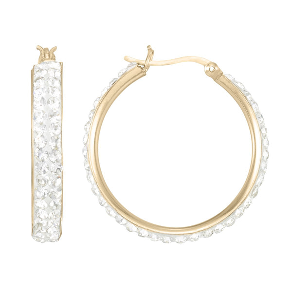 Simone I Smith Collection 18KT Yellow Gold Plated Sterling Silver Crystal 30X4MM Hoop Earrings