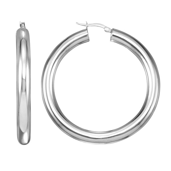 Simone I Smith Collection Platinum Plated Sterling Silver 50X5MM Hoop Earrings