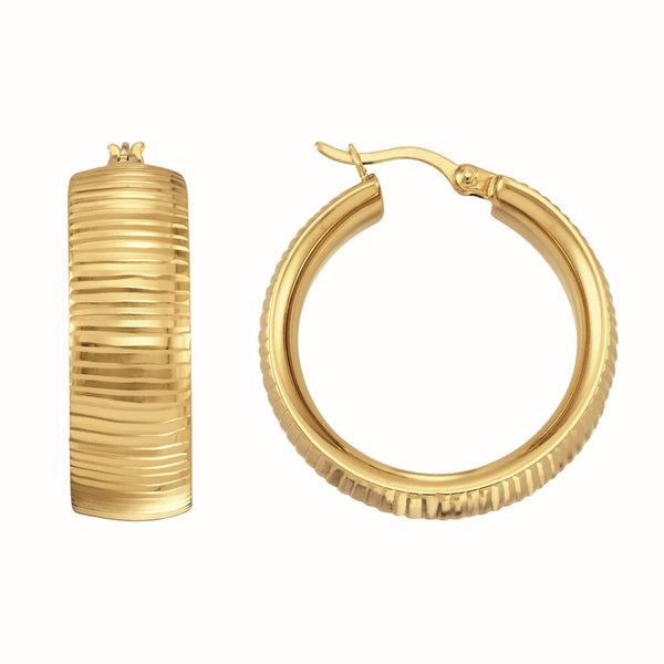Simone I Smith Collection 18KT Yellow Gold Plated Sterling Silver 25X8MM Textured Hoop Earrings