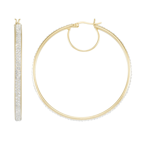 Simone I Smith Collection 18KT Yellow Gold Plated Sterling Silver Crystal 55X3MM Hoop Earrings