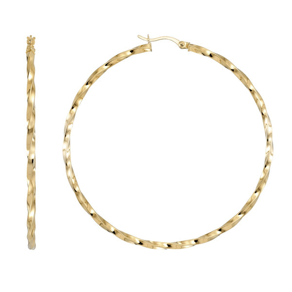 Simone I Smith Collection 18KT Yellow Gold Plated Sterling Silver 60X2MM Twist Hoop Earrings