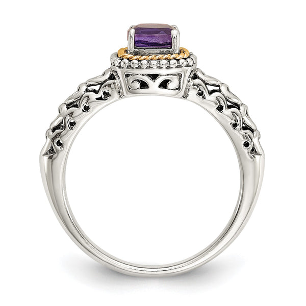 5MM Cushion Amethyst Ring in Sterling Silver; Size 7
