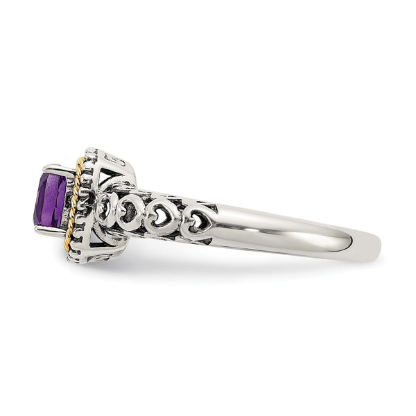 5MM Cushion Amethyst Ring in Sterling Silver; Size 7
