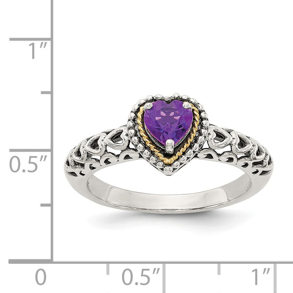 5MM Heart Shape Amethyst Ring in Sterling Silver; Size 8
