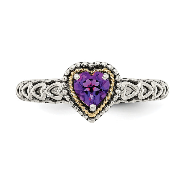5MM Heart Shape Amethyst Ring in Sterling Silver; Size 7