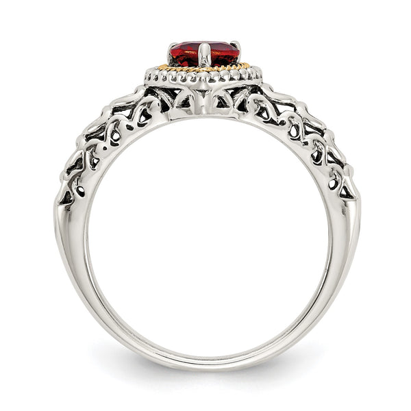 5MM Heart Shape Garnet Ring in Sterling Silver; Size 7