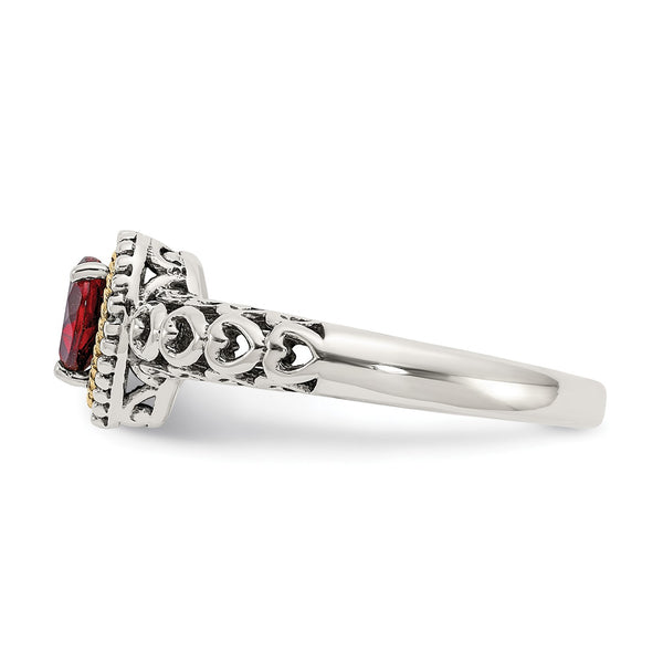 5MM Heart Shape Garnet Ring in Sterling Silver; Size 7