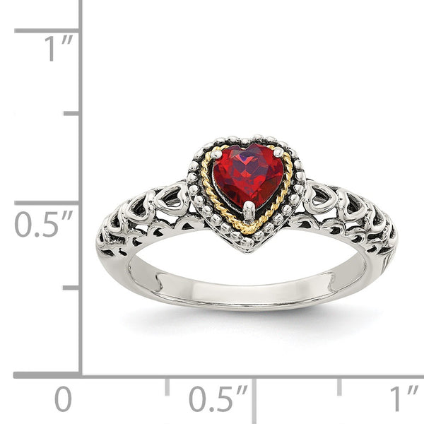 5MM Heart Shape Garnet Ring in Sterling Silver; Size 7