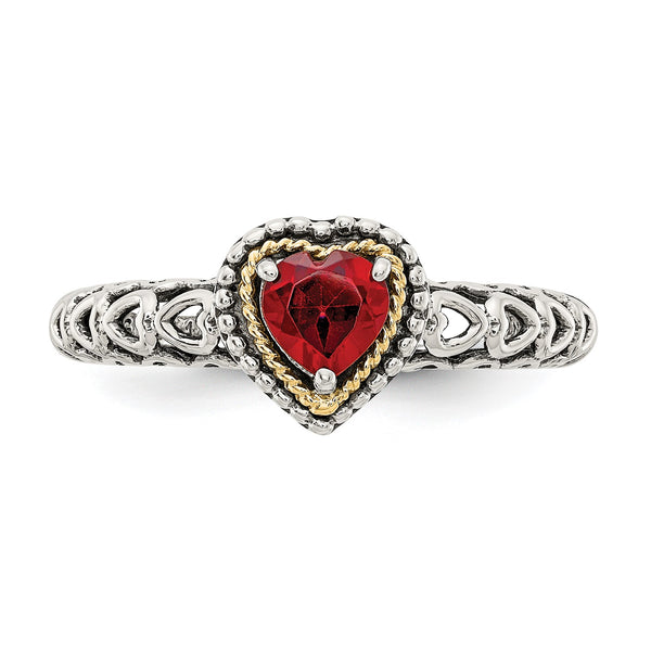 5MM Heart Shape Garnet Ring in Sterling Silver; Size 7