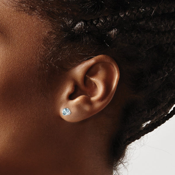 5MM Round Aquamarine Stud Earrings in 14KT White Gold