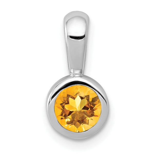 5MM Round Citrine Pendant-Chain Not Included in 14KT White Gold