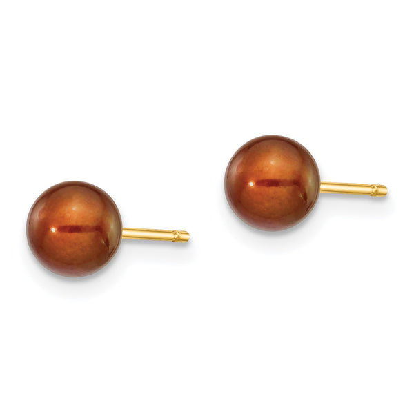 5MM Round Pearl Stud Earrings in 14KT Yellow Gold