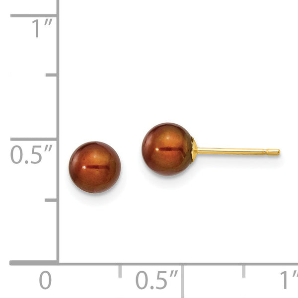 5MM Round Pearl Stud Earrings in 14KT Yellow Gold