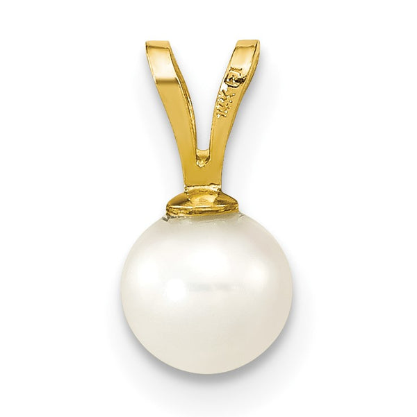 5X6MM Round Pearl Pendant-Chain Not Included in 14KT Yellow Gold