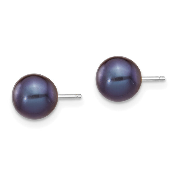 6MM Round Pearl Stud Earrings in 14KT White Gold